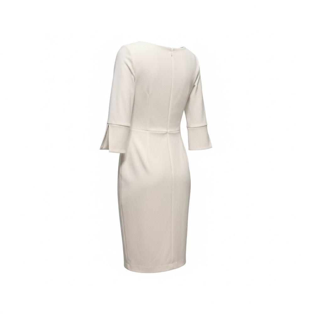 NWT Calvin Klein Cream Bell Sleeve Sheath Dress Size 10 Quiet Luxury Bridal LWD - Picture 2 of 9